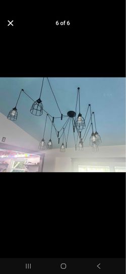 Industrial Multi-Pendant Chandelier with Cage Shades