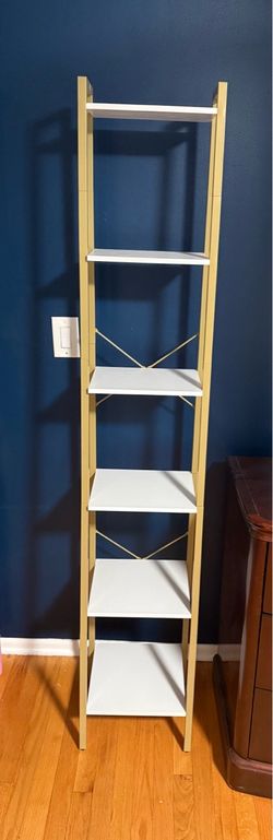 6-Tier Ladder Bookshelf Gold and White