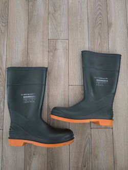 Dunlop Steel Toe PVC Work Boots Black Orange Made in USA Men's Size 12
