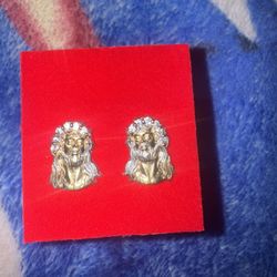 JESUS HEAD FACE STUD EARRINGS