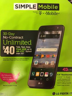 LIMITED TIME ONLY!! LG FIESTA BRAND NEW FROM SIMPLE MOBILE T MOBILE