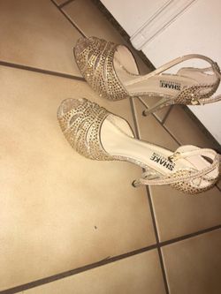 Gold dress and shoes