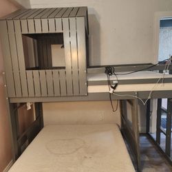 School Twin Over Full Solid Wood Platform Loft Bed