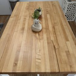 Butcher block Kitchen Island  + 2 Stools