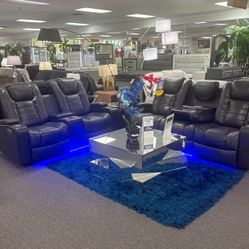 Weekend Special👍Stunning Grey Power Reclining Head & Foot Sofa&Loveseat Available In Black