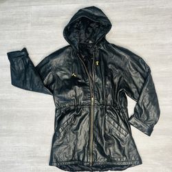 Vintage Black Genuine Leather Jacqueline Ferrar Coat Jacket