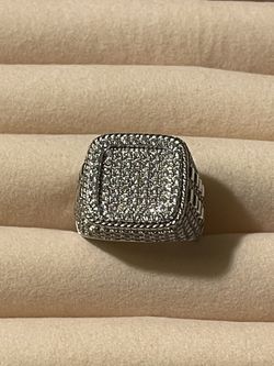 925 Sterling Silver Simulated Diamonds Square Cluster