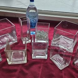 9 Clear Glass Rectangle Square Vase Jars Containers 