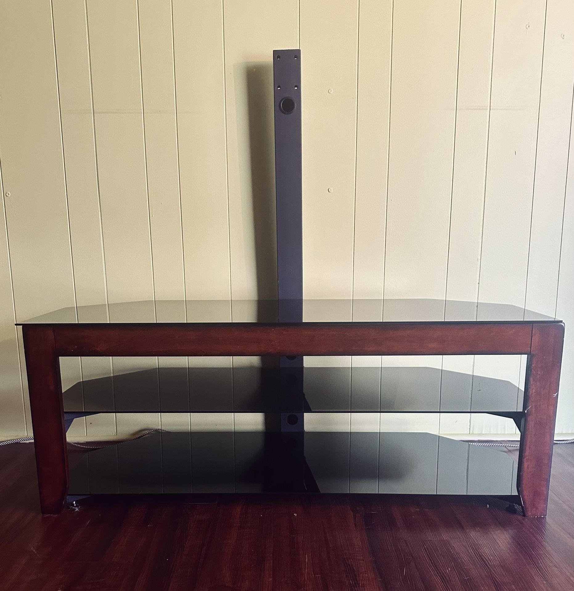 Large Glass Top TV Stand Media Console Table with Storage Shelves