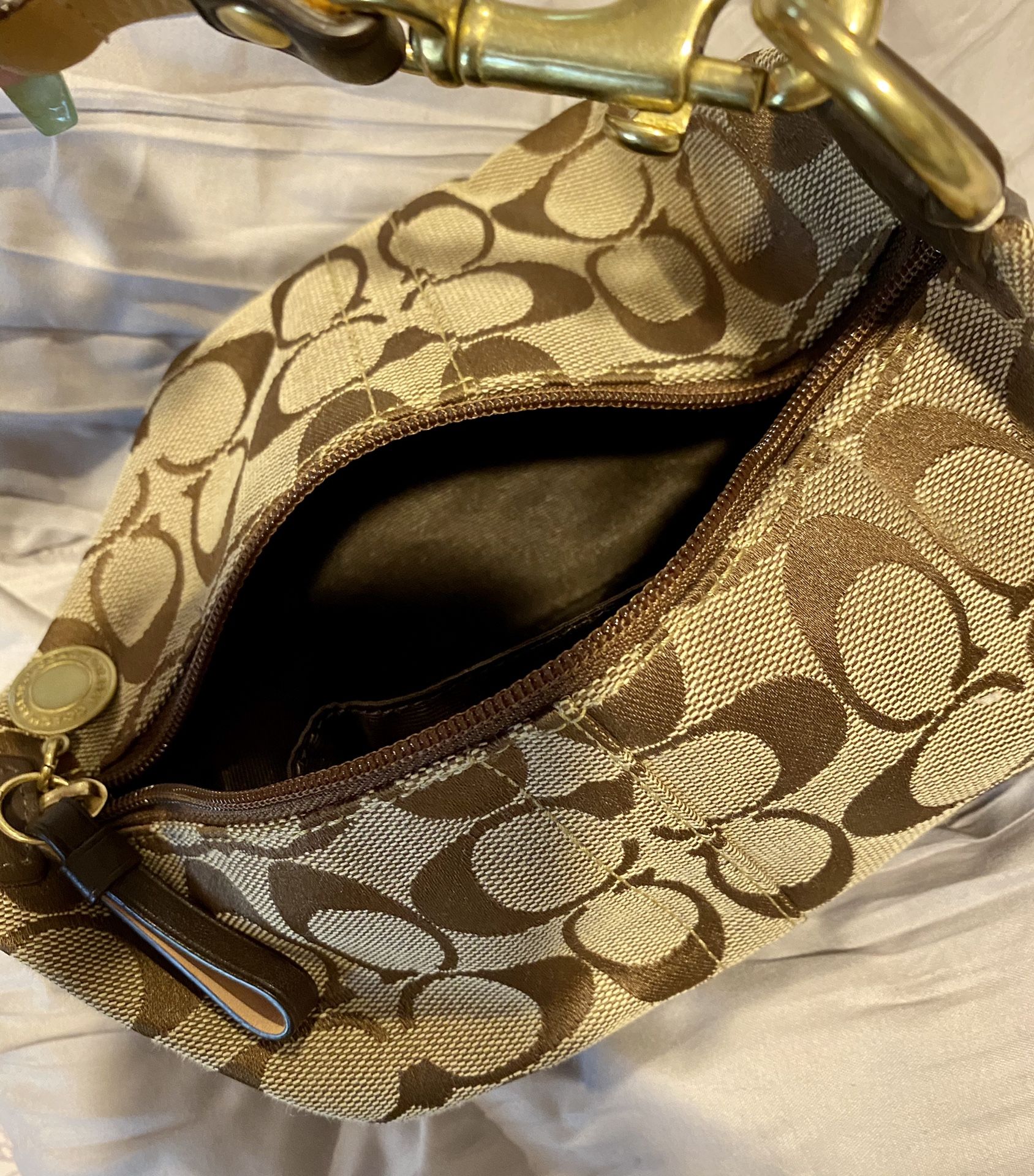 COACH TAN MONOGRAM MINI BAG