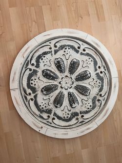 Hobby Lobby 34" Round Rustic Wood Metal Medallion Wall Decor