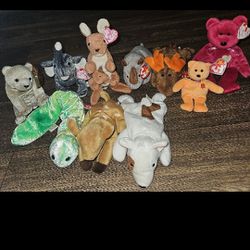 Ty Beanie Babies Collection Lot Of 10 Plush Stuffed Animals 