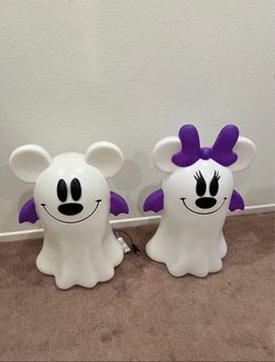 Disney Mickey Mouse and Minnie Mouse Halloween ghost blowmolds