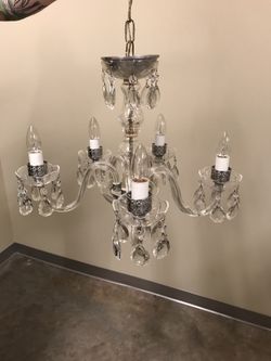 Blown Glass chandelier with crystal drops