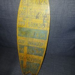 signed surfboard wood