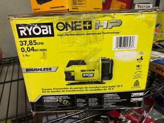 Ryobi ONE+ HP 18V cordless battery-powered transfer pump kit.