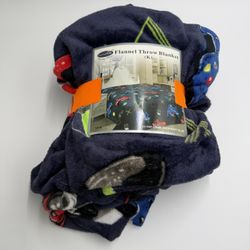 Smiling Home Flannel Throw Blanket Twin Game Over Navy Blue Soft Fleece