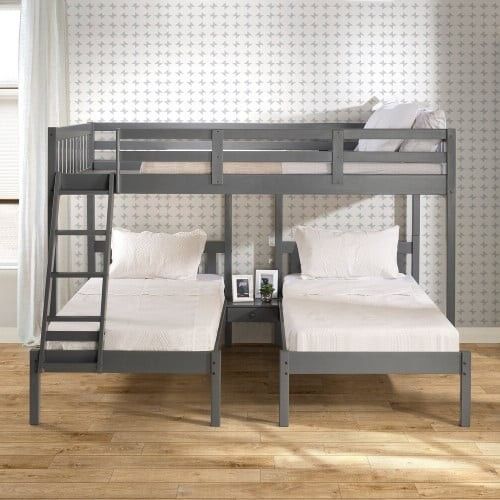 Dark Gray Full over Double Twin Bunkbed