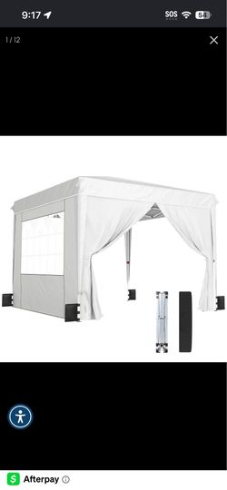 Outsunny 10 x 10 ft Pop Up Canopy Tent with Sidewalls, UPF50+ Outdoor Portable Instant Canopy Shelter with Carry Bag, White