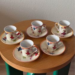 10-Piece Ceramic Tea Cup + Tea Plate Set
