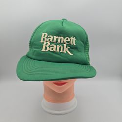 Vintage Unbranded Barnett Bank Green Trucker Adjustable Snapback Hat. 3