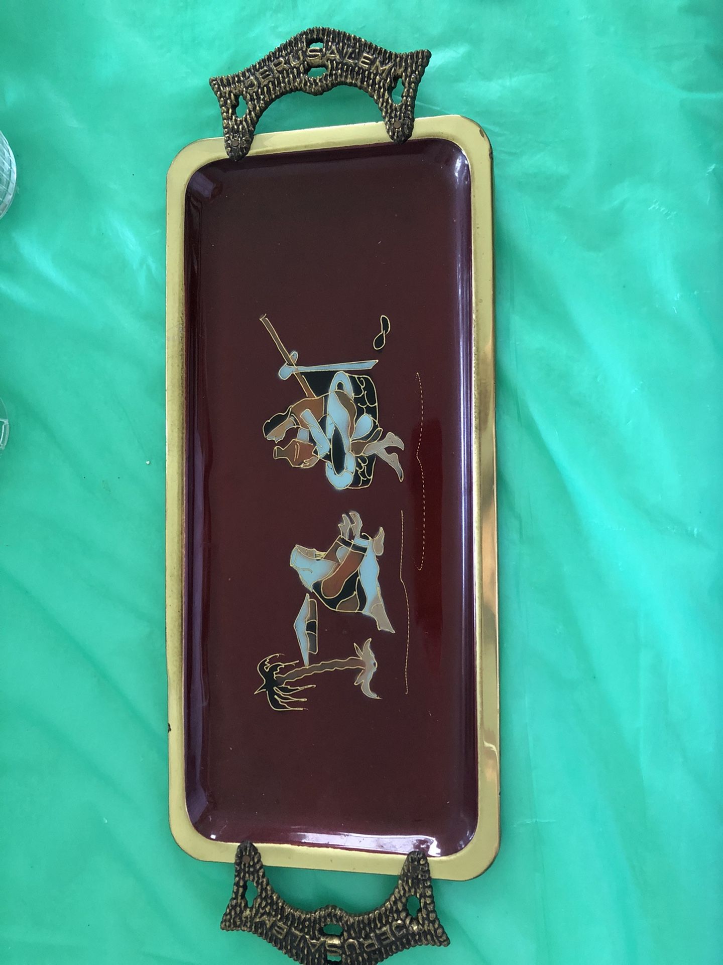 Vintage Judaica Jewish Sabbath Tray Judaism Hebrew Jerusalem Israel Shabbat