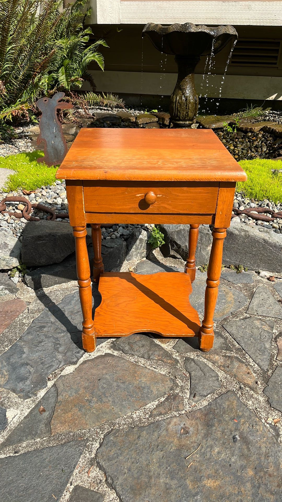 Vintage Small Wood Side Table 