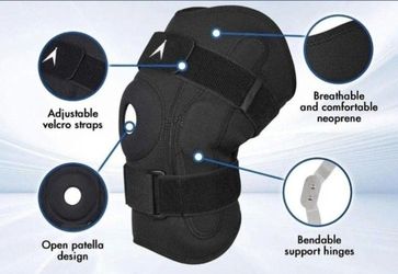 Hinged Knee Brace - Breathable Compression Support for ACL, MCL, Meniscus Tear, Arthritis - Adjustable Open Patella Knee Protector Stabilizer - Sports