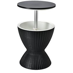 8 Gallon 3 in 1 Patio Rattan Cooler Bar Table Adjust Ice Bucket