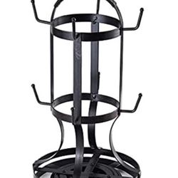 Black metal 8 cup rotating mug rack