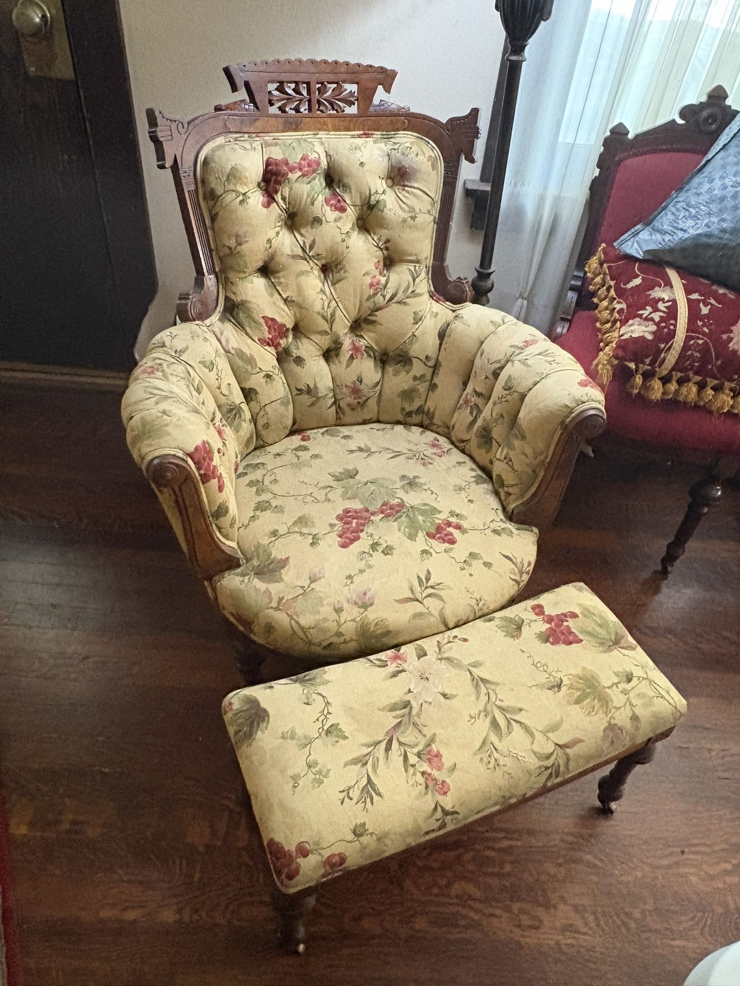Antique Chair With Footstool
