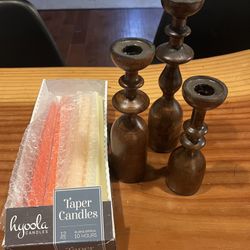 Wooden Mid century Candle Holders