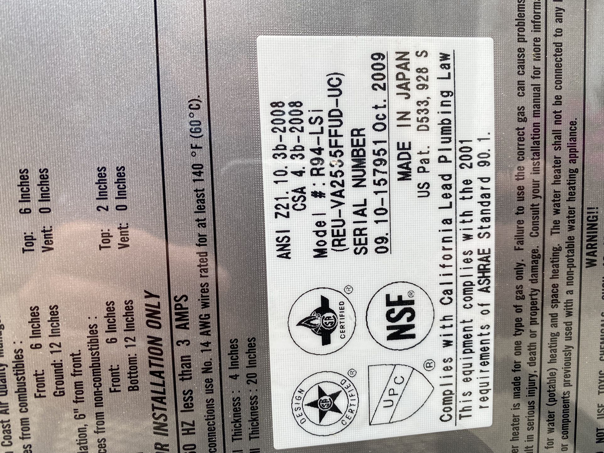 Rinnai Tankless Gas Water Heater R94LS for Sale in Chicago, IL - OfferUp