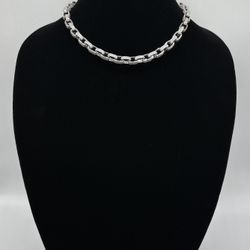 18 Inches 10mm Iced Out Rolo Chain White Plated Gold 