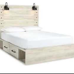 Ashley furniture full size wooden bed frame with storage