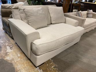 Plush White Down Filled Loveseat