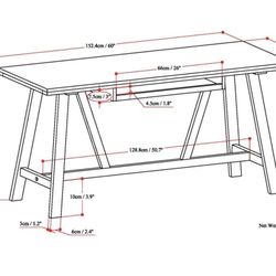 Dylan 60"W Solid Wood Desk, Modern Industrial Style with Keyboard Tray and Trestle Design