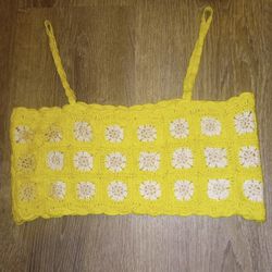 Nordstrom BP. Yellow and White Crochet Crop Top
