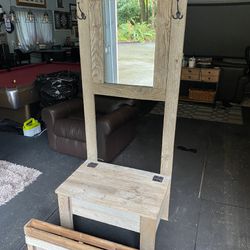 Entry Bench And Matching Coat Rack/storage Unit