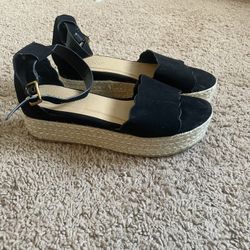 Bamboo Black Espadrille Sandals Size 8.5