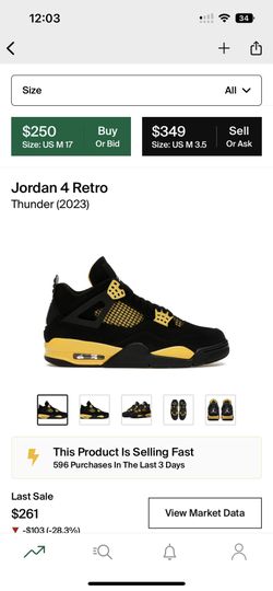 Jordan 4 Thunder 