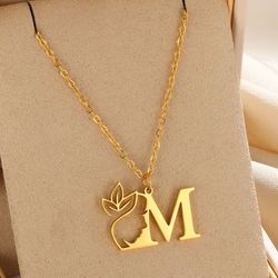 18k GP Necklace letter M