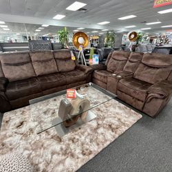 Sofa & Love Seat W/ Recliner Available In Grey & Brown 🥳 NEW YEARS SALE 🥳