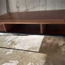 Coffee Table – Wood Top w/ Storage Drawer & Iron Legs – Glass Top Included