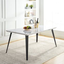 Stan 63” Rectangular Dining Table with Wood Top & Black Metal Legs