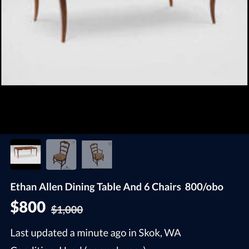 Ethan Allen Dining Table And 6  Chairs 