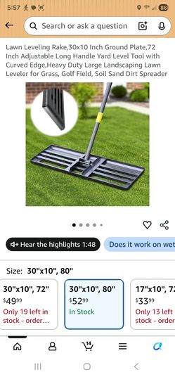 Lawn Leveling Rake 30x10 Inch with Long Handle