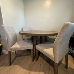 4ft Round Dining Table w/ 4 Grey Chairs