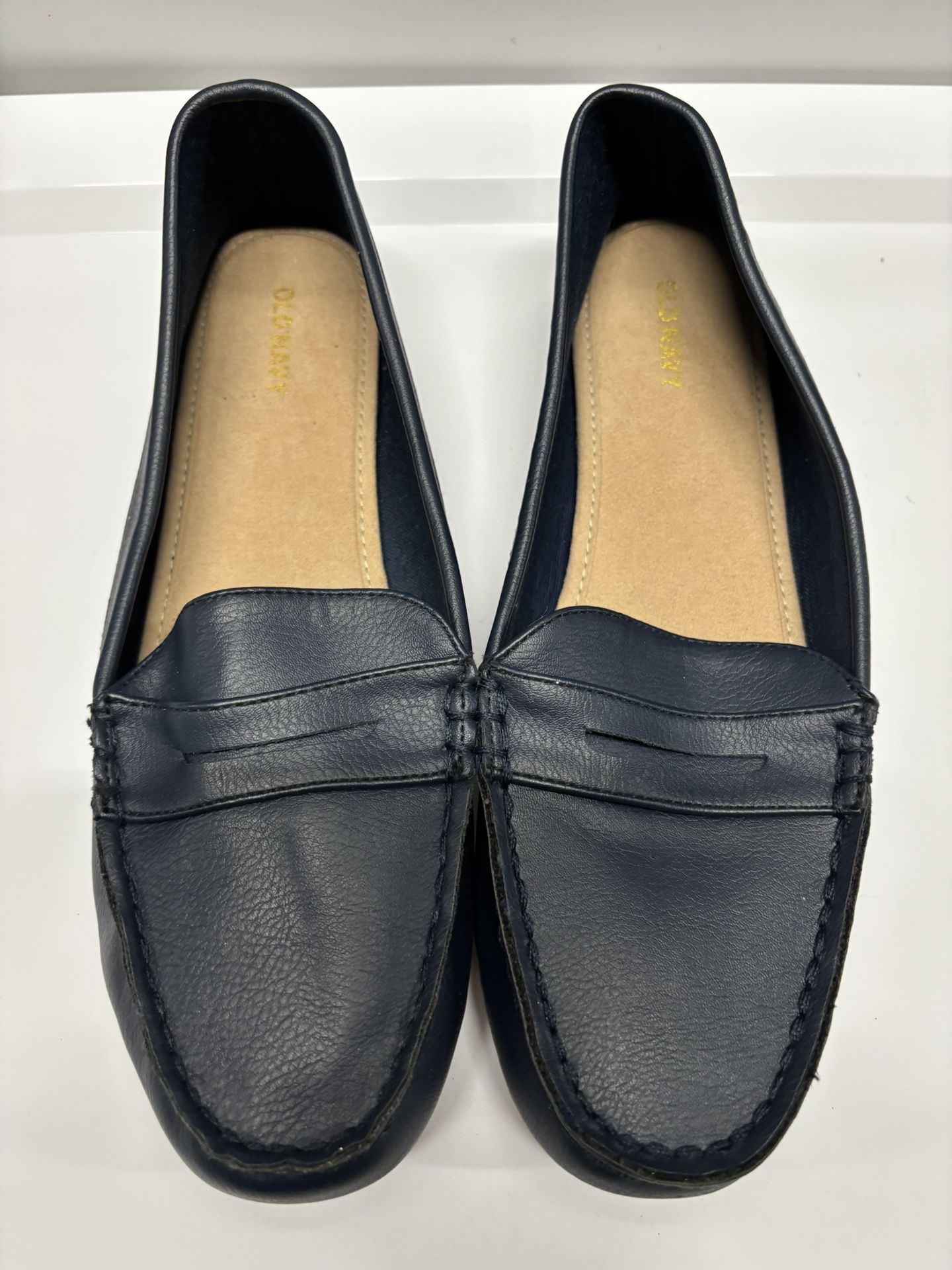 Navy Leather Loafers