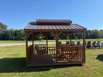 Outdoor Wood Gazebo with Metal Roof